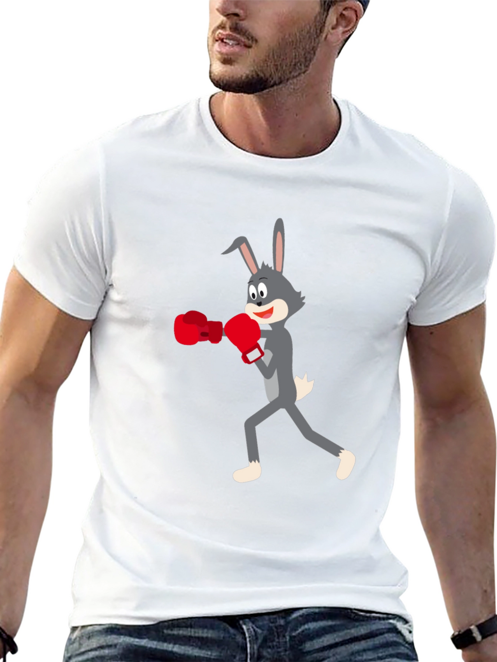 Boxing Bunny Black Tee - Fun Graphic T-Shirt
