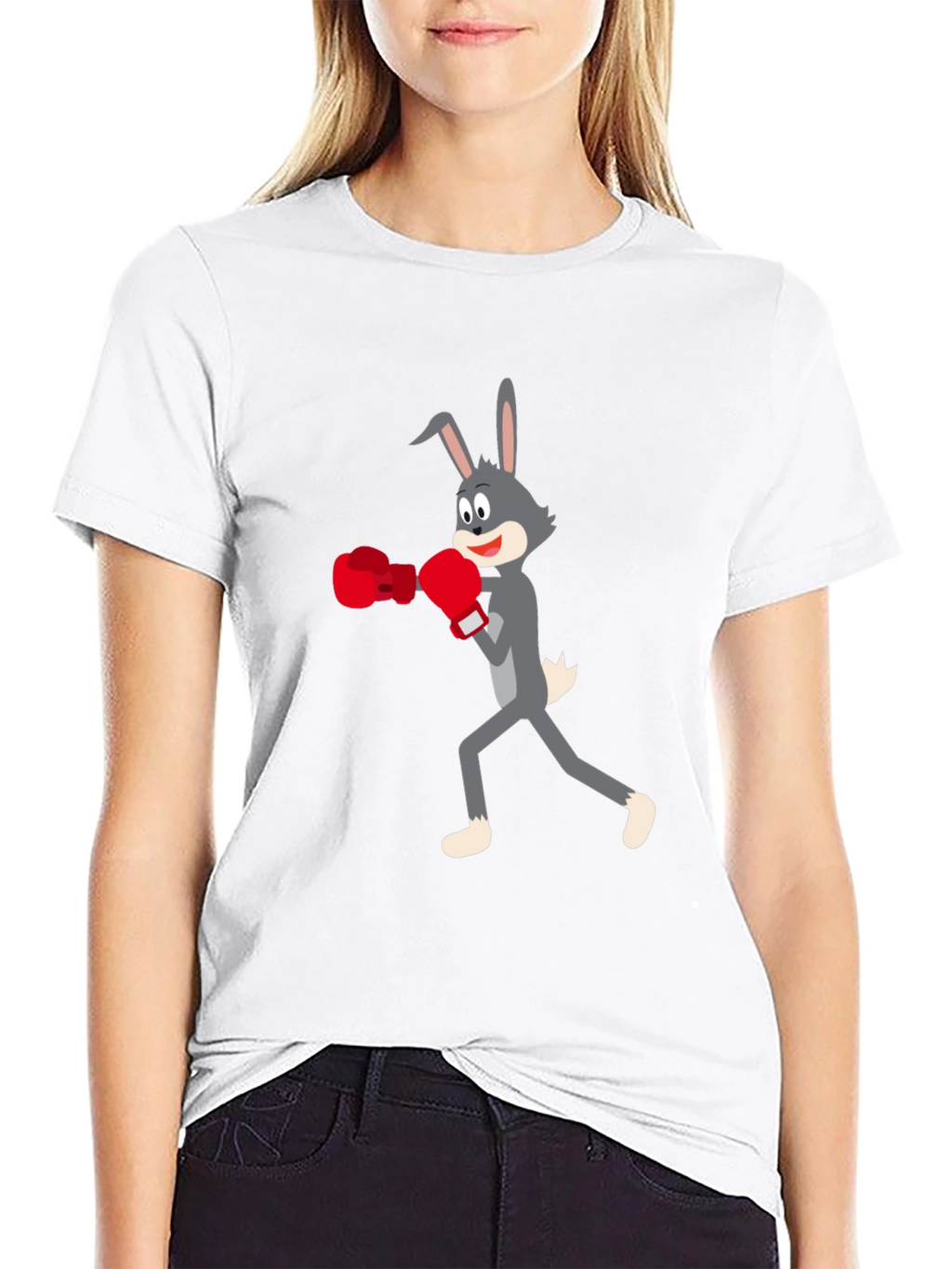 Boxing Bunny Black Tee - Fun Graphic T-Shirt