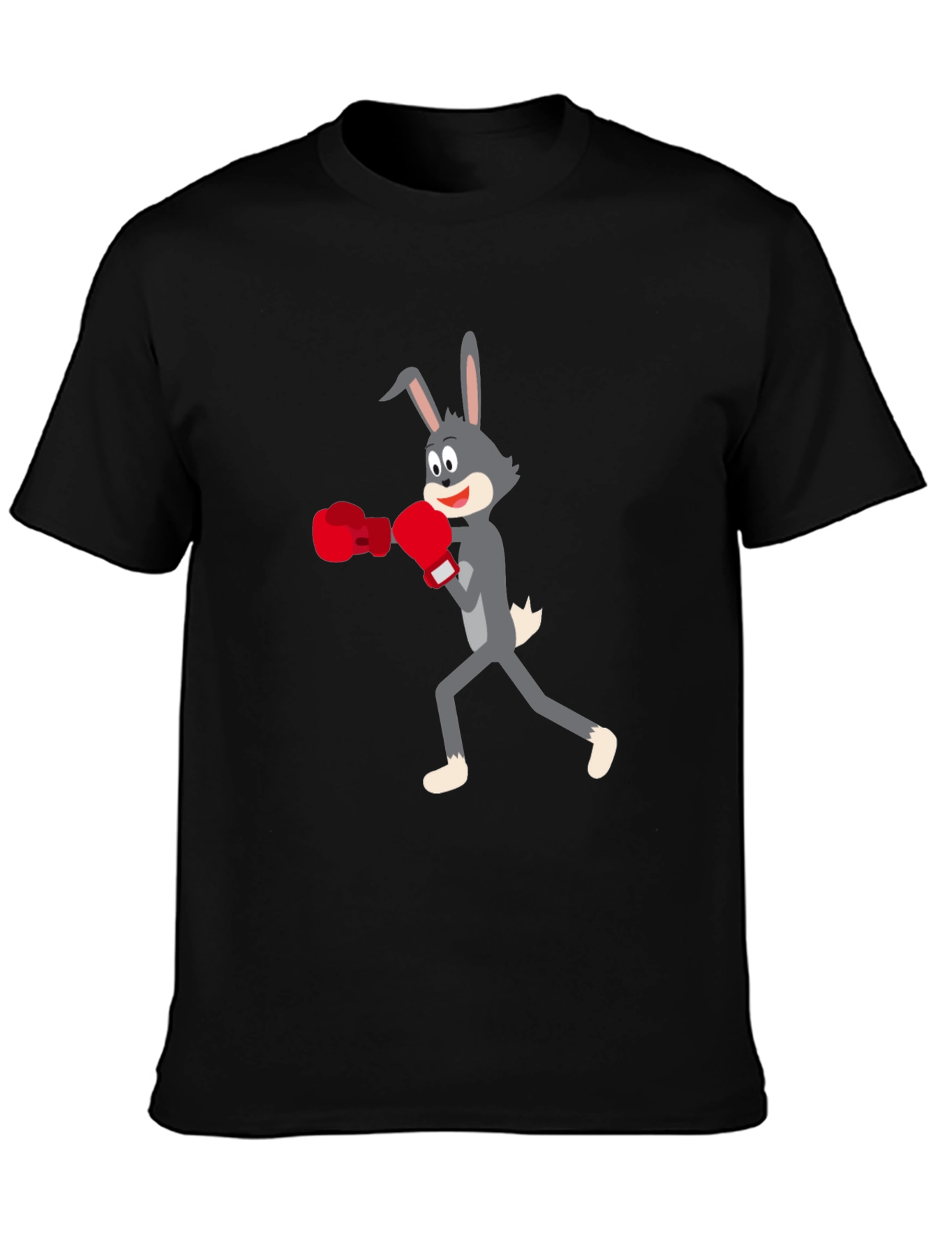Boxing Bunny Black Tee - Fun Graphic T-Shirt