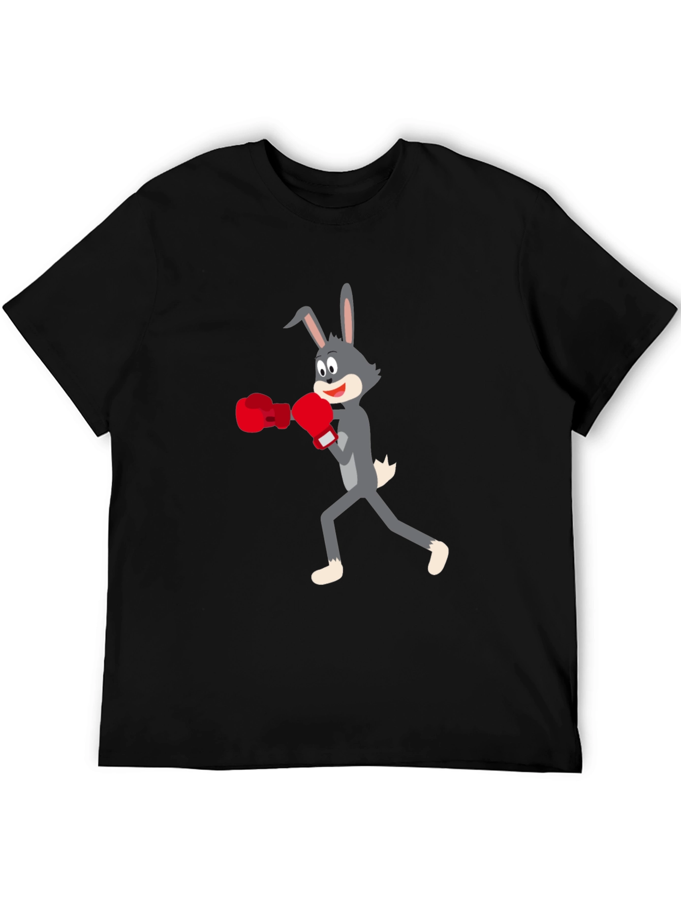 Boxing Bunny Black Tee - Fun Graphic T-Shirt