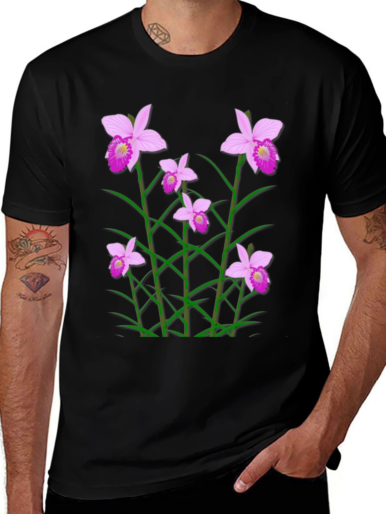 Floral Orchid Graphic Print T-Shirt