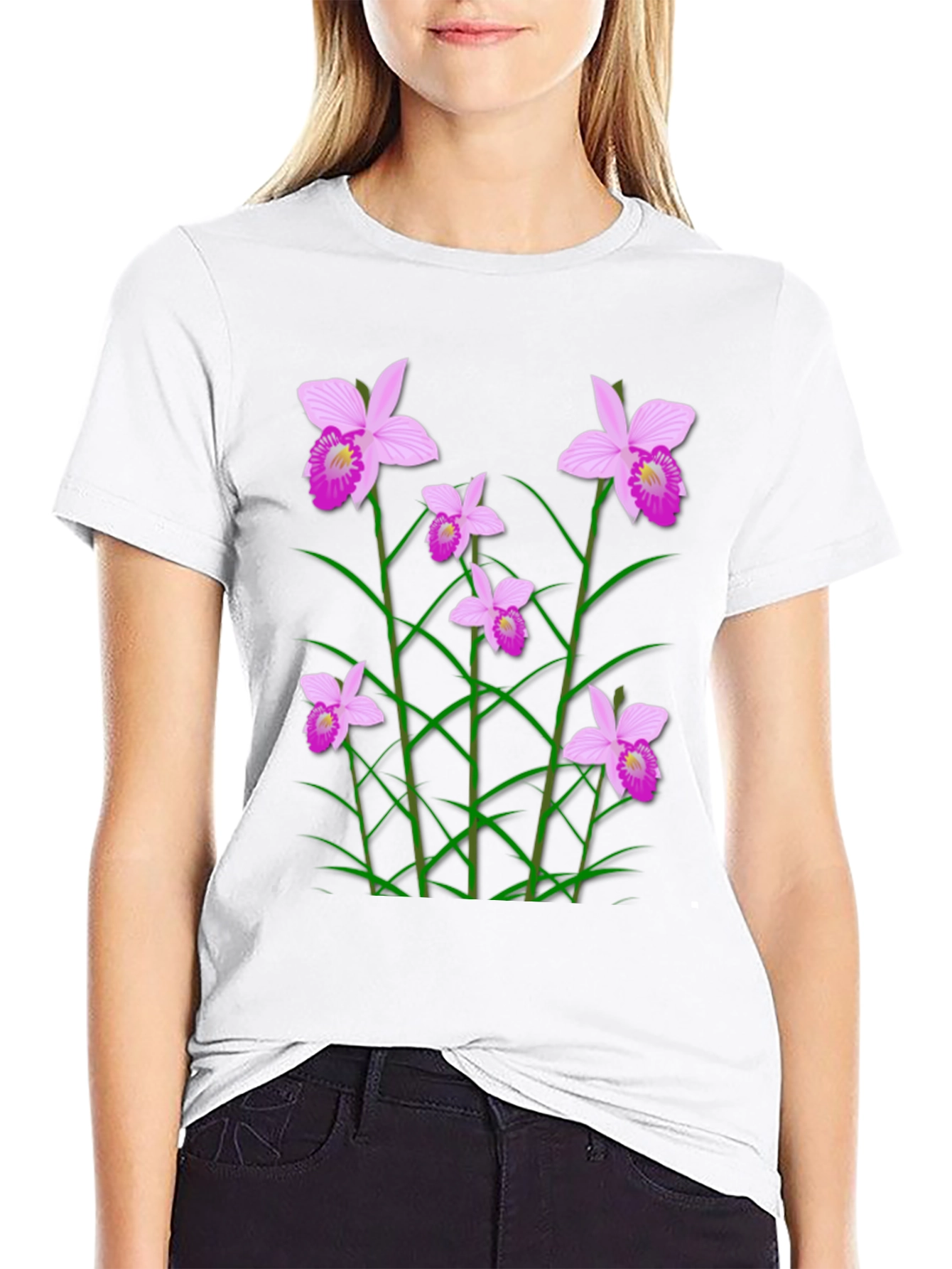 Floral Orchid Graphic Print T-Shirt