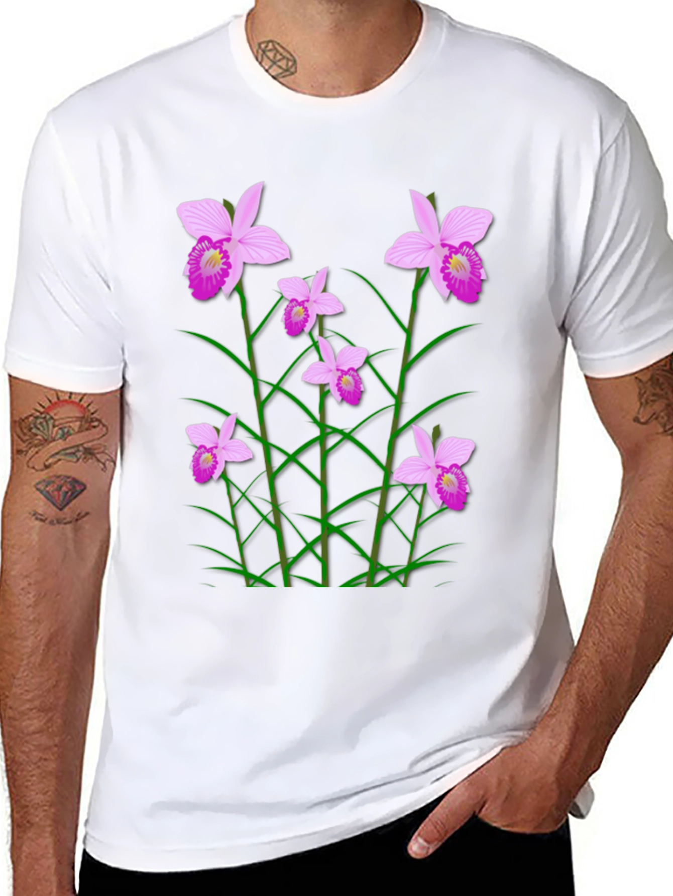 Floral Orchid Graphic Print T-Shirt