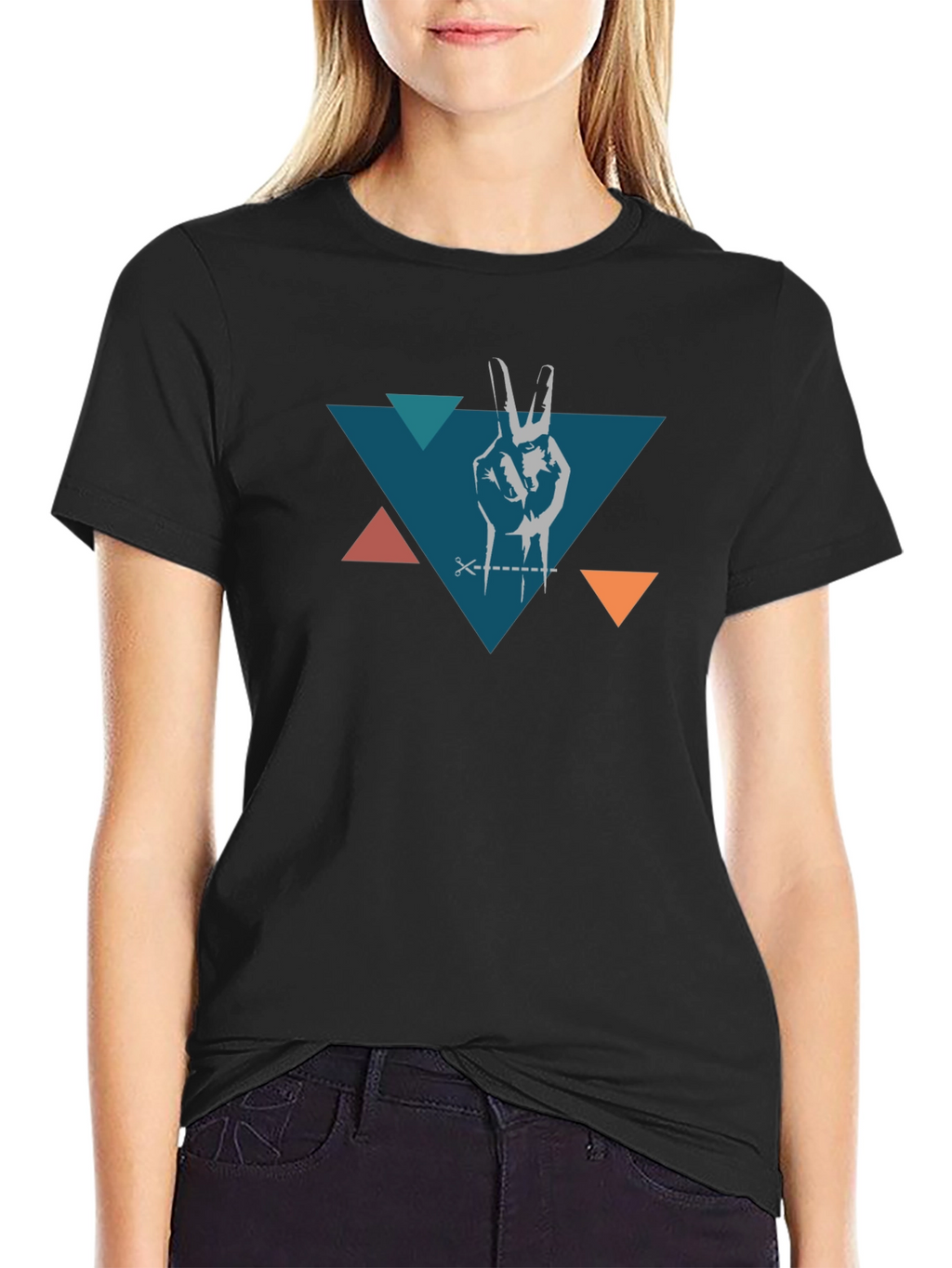 Peace Hand Triangle Black T-Shirt