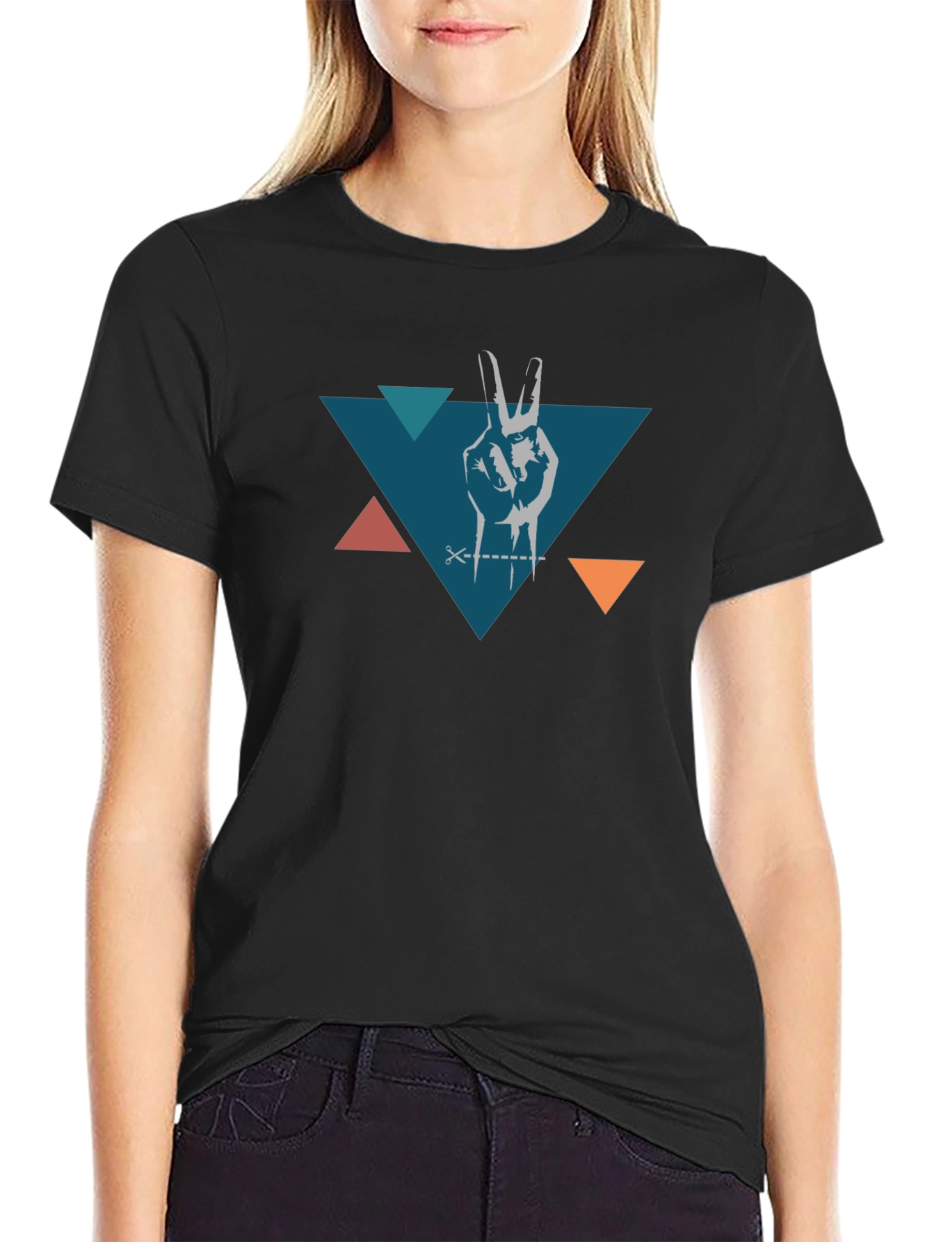 Peace Hand Triangle Black T-Shirt