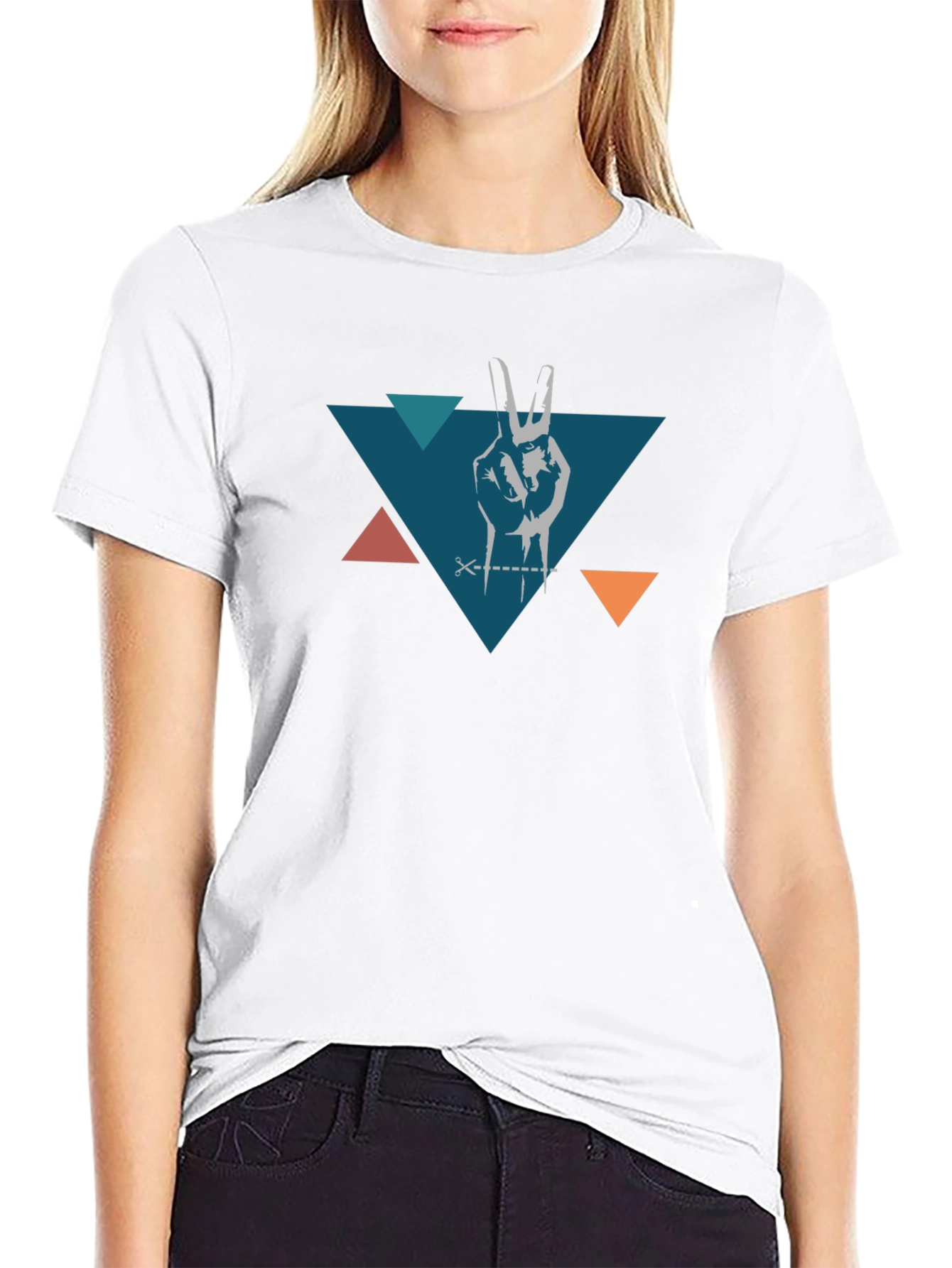 Peace Hand Triangle Black T-Shirt