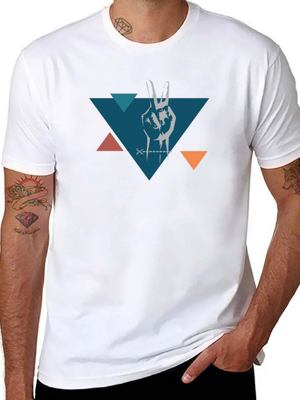 Peace Hand Triangle Black T-Shirt