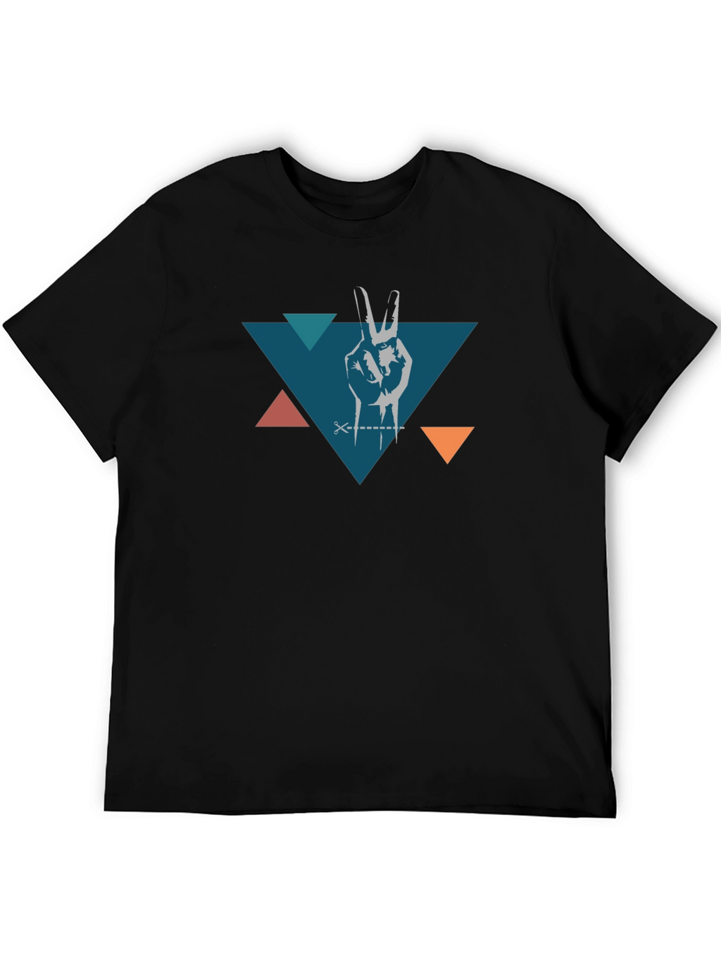 Peace Hand Triangle Black T-Shirt