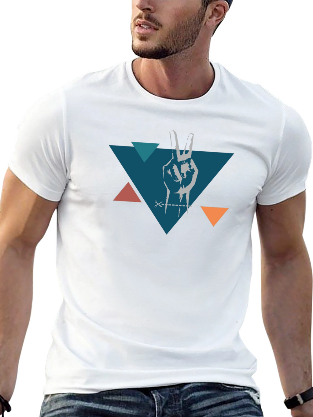 Peace Hand Triangle Black T-Shirt