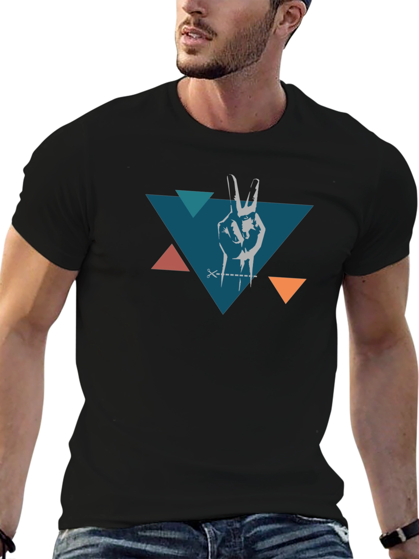 Peace Hand Triangle Black T-Shirt