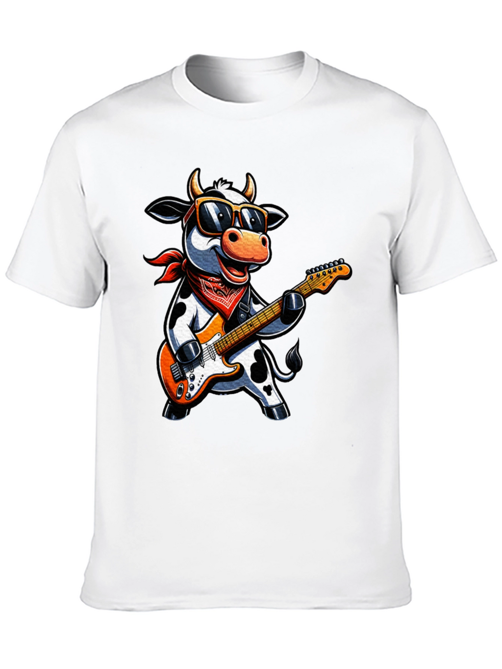 Cool Cow Guitarist Graphic Tee - Rock On!