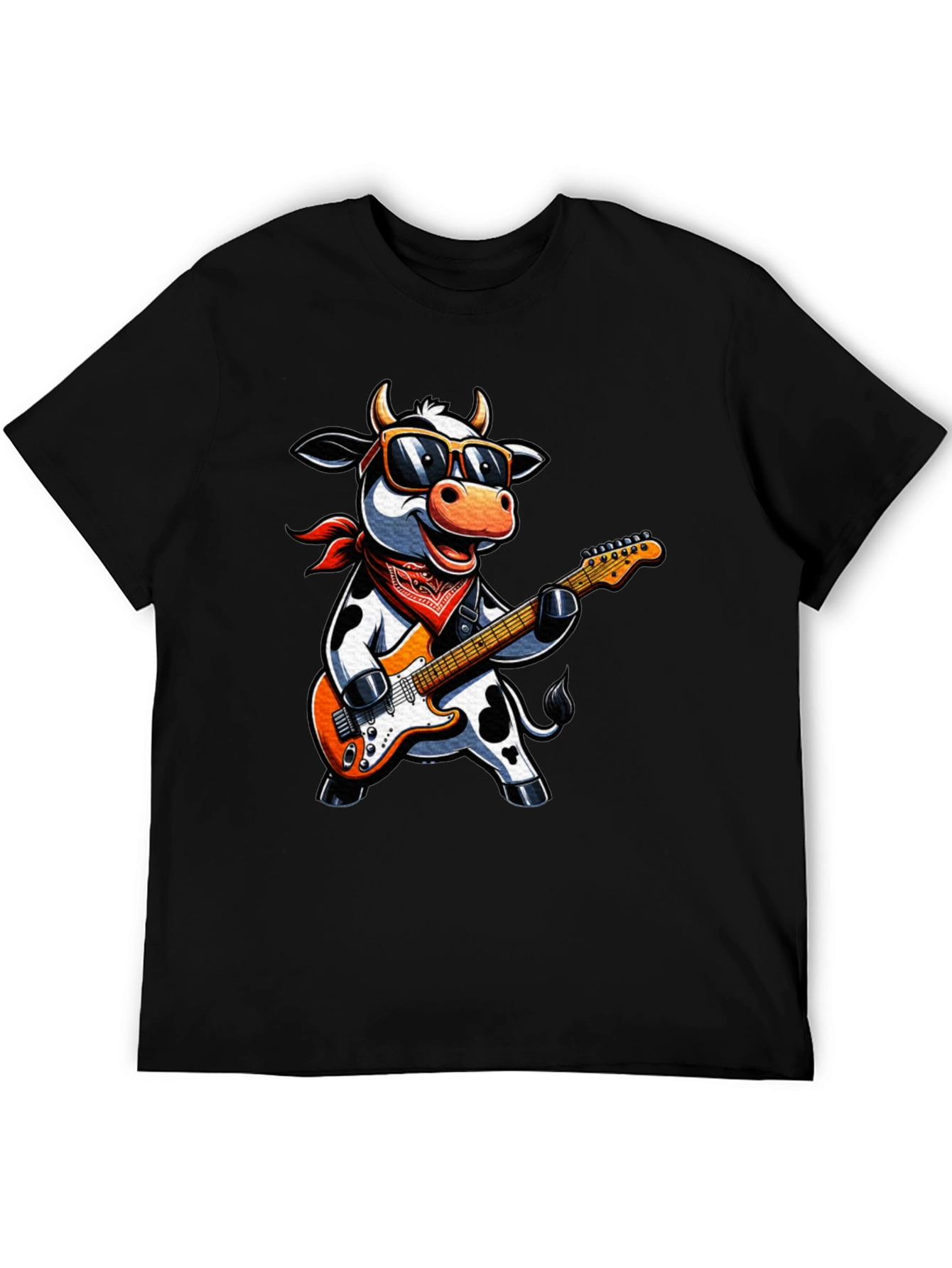 Cool Cow Guitarist Graphic Tee - Rock On!