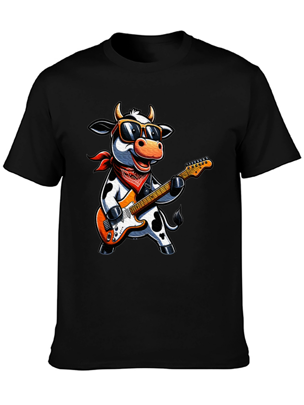 Cool Cow Guitarist Graphic Tee - Rock On!