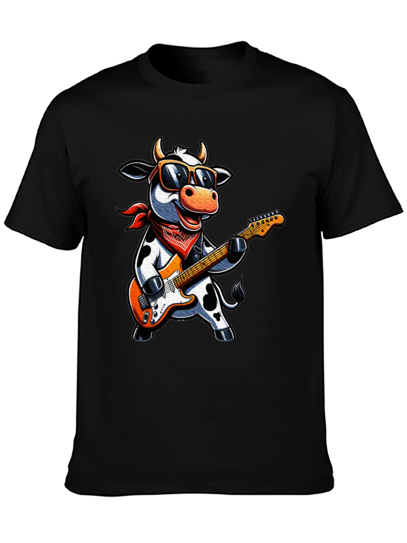 Cool Cow Guitarist Graphic Tee - Rock On!