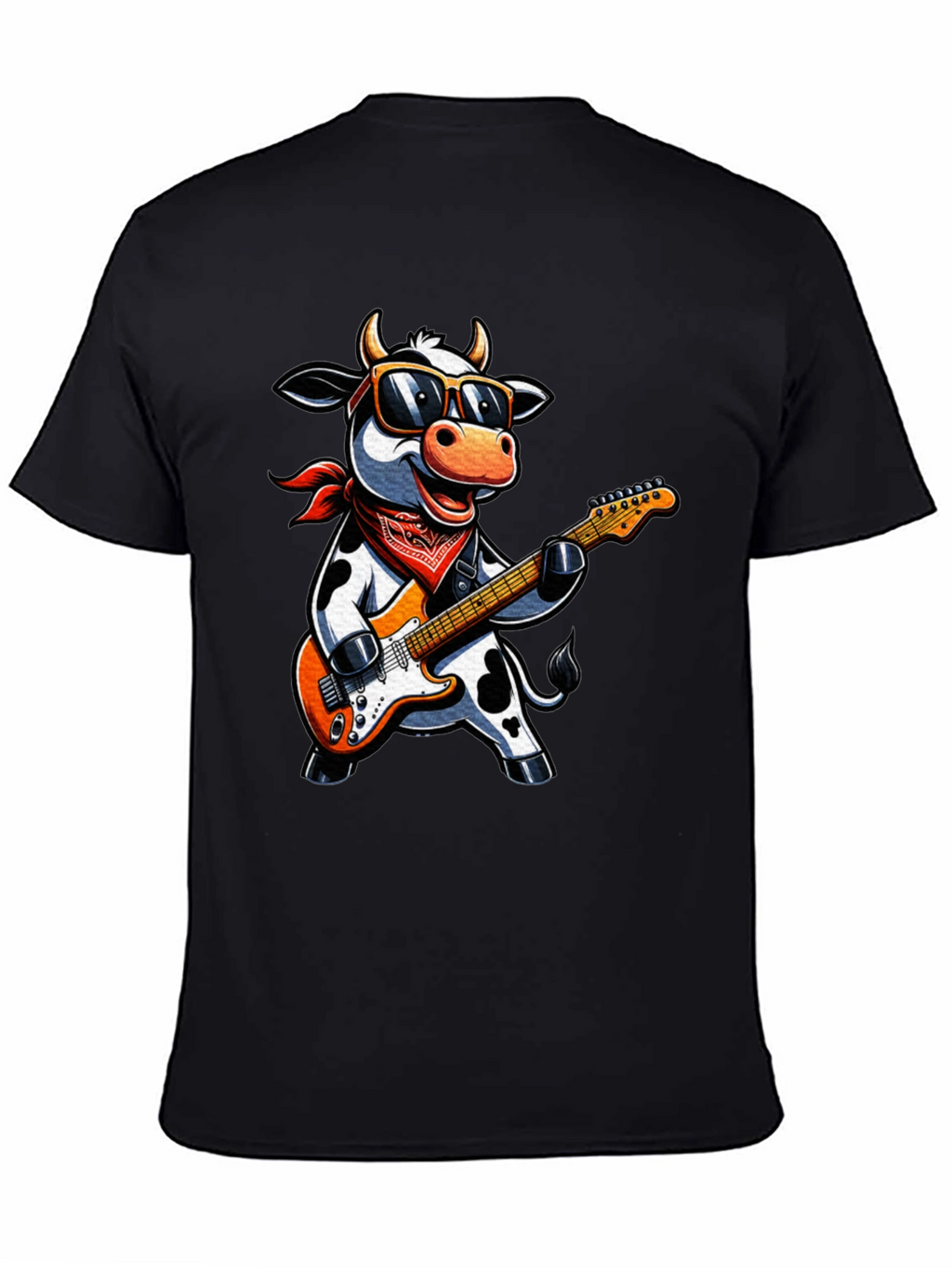 Cool Cow Guitarist Graphic Tee - Rock On!