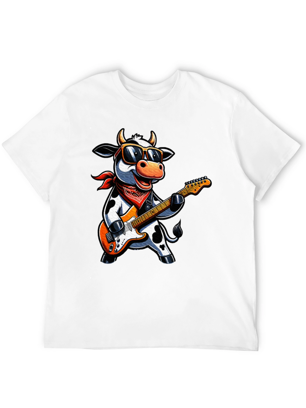 Cool Cow Guitarist Graphic Tee - Rock On!