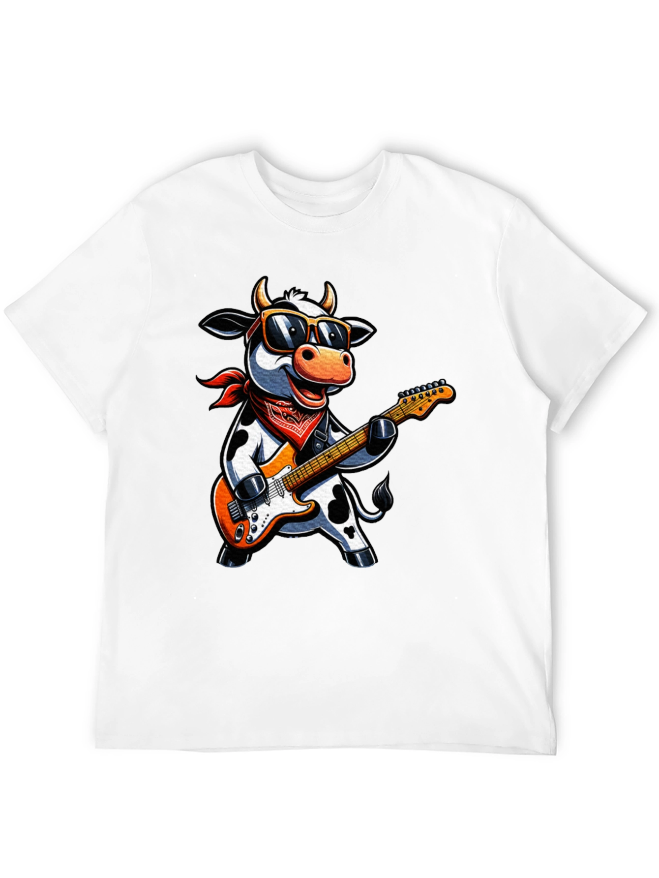 Cool Cow Guitarist Graphic Tee - Rock On!