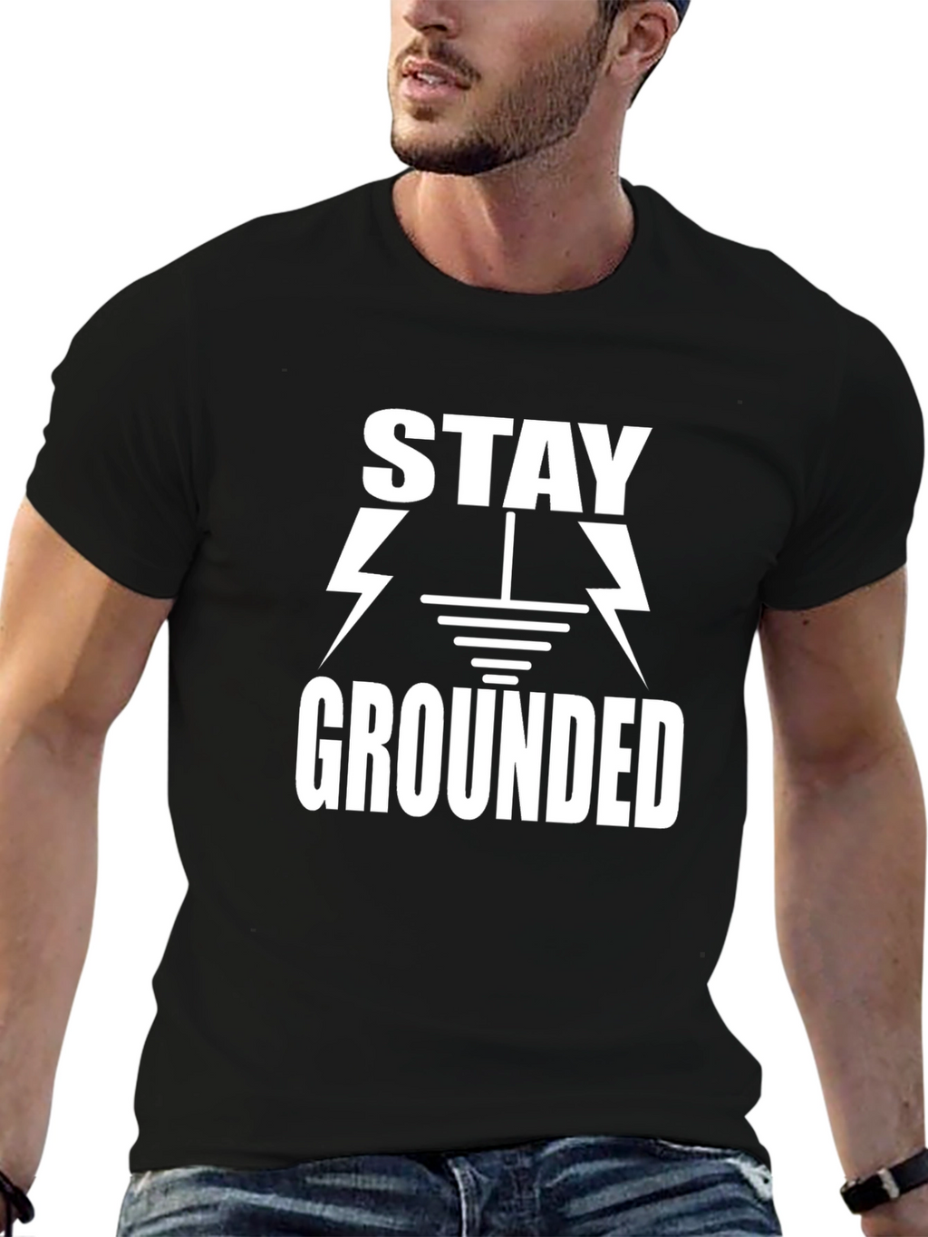 Stay Grounded Graphic Tee - Black Cotton T-Shirt