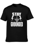 Stay Grounded Graphic Tee - Black Cotton T-Shirt