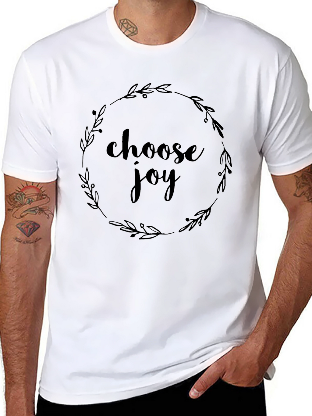 Choose Joy T-Shirt Black Wreath Design