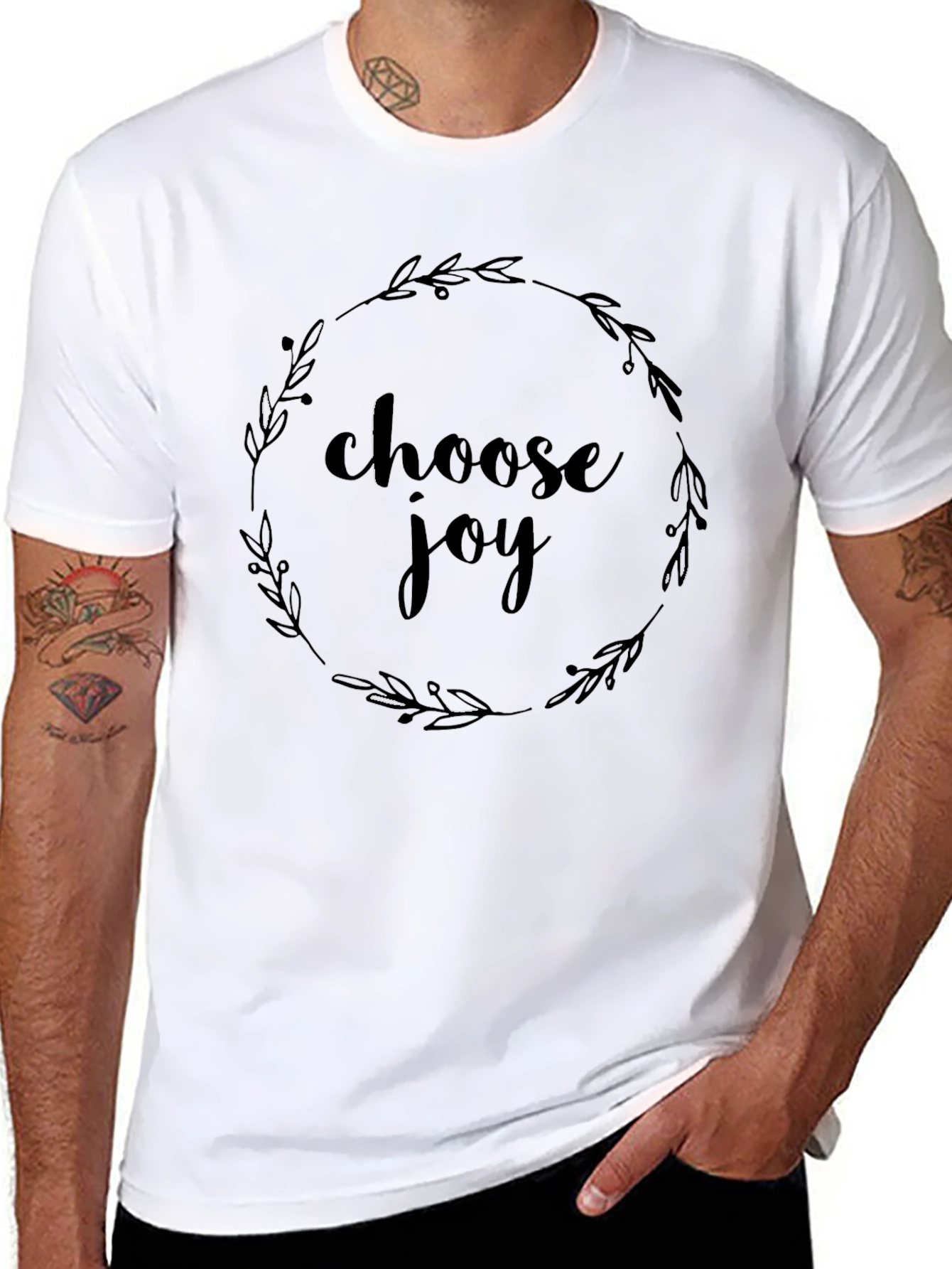 Choose Joy T-Shirt Black Wreath Design