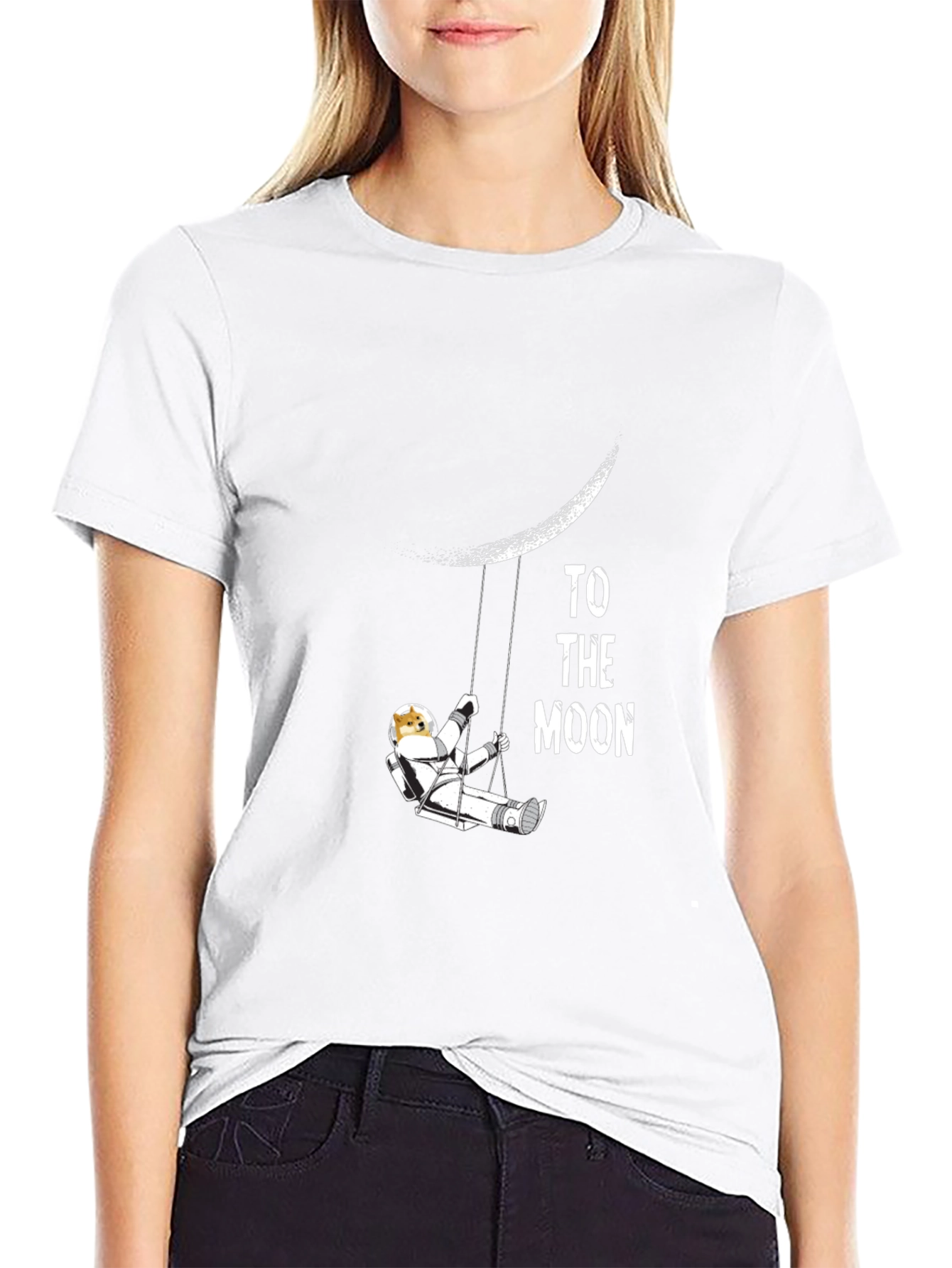 To The Moon Graphic Tee - Black Cotton T-Shirt
