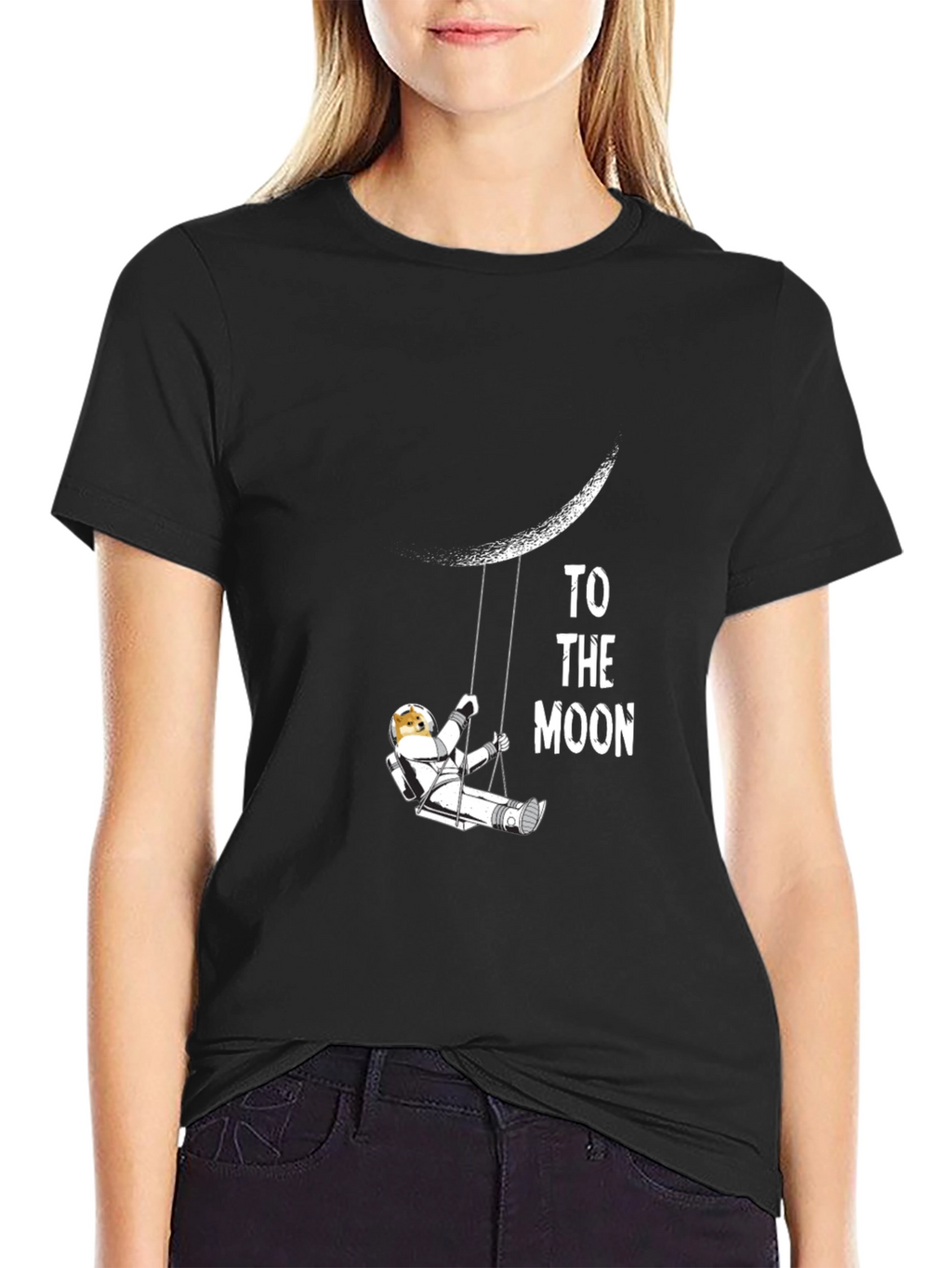 To The Moon Graphic Tee - Black Cotton T-Shirt