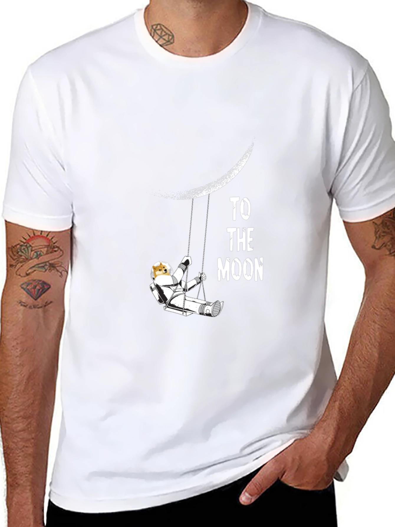 To The Moon Graphic Tee - Black Cotton T-Shirt