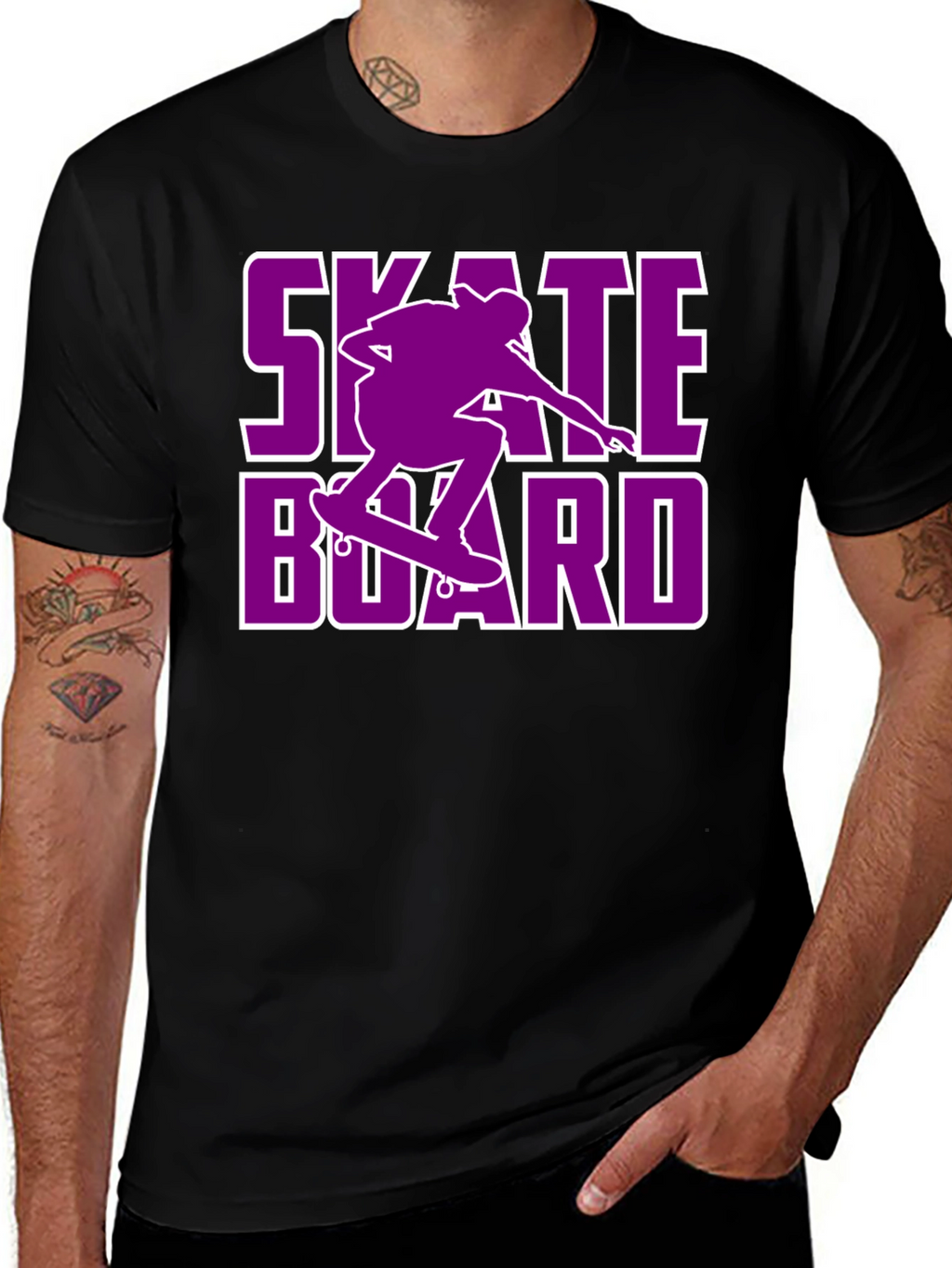 Skateboarding T-Shirt - Purple Skateboard Design