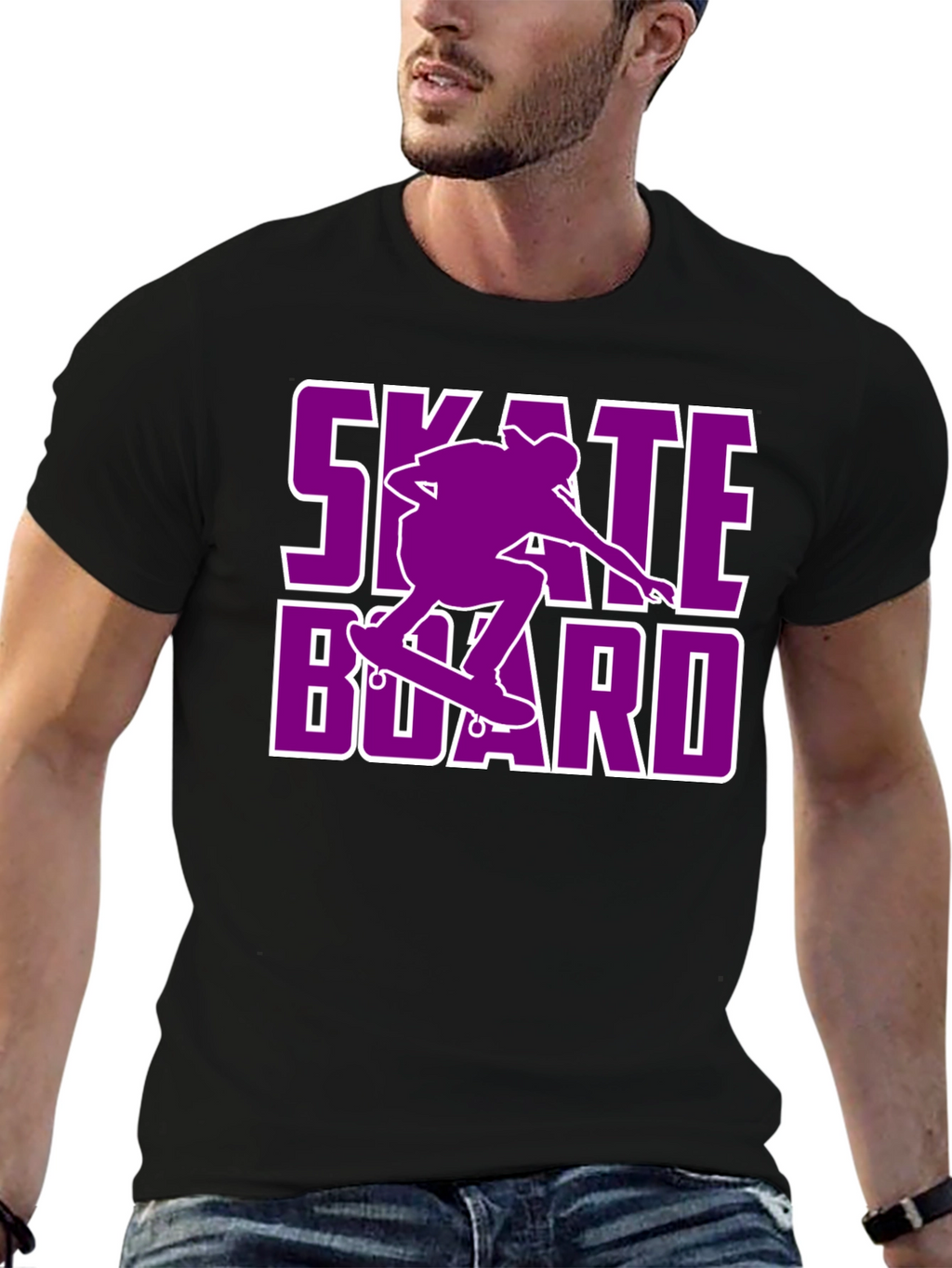 Skateboarding T-Shirt - Purple Skateboard Design