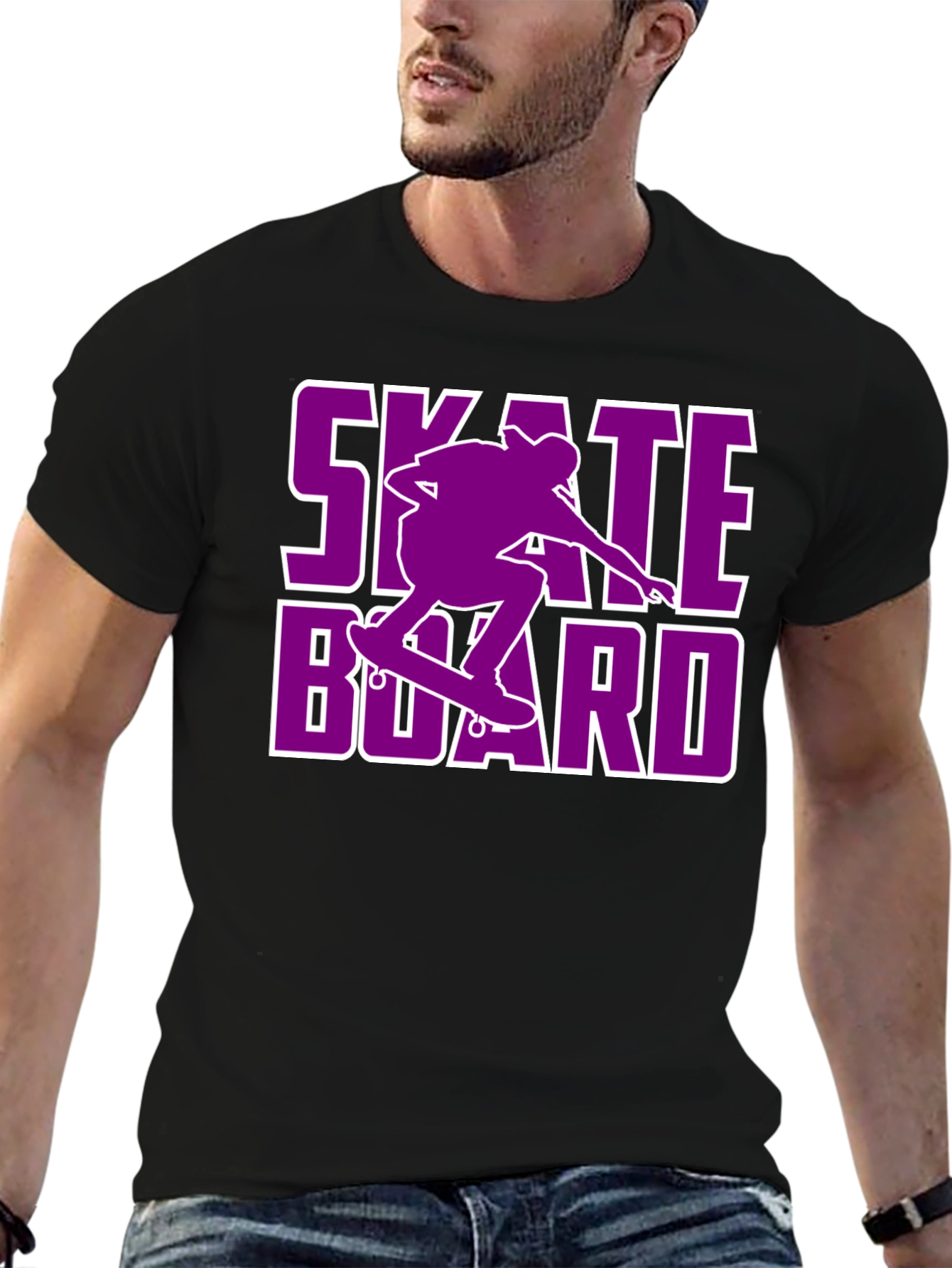 Skateboarding T-Shirt - Purple Skateboard Design