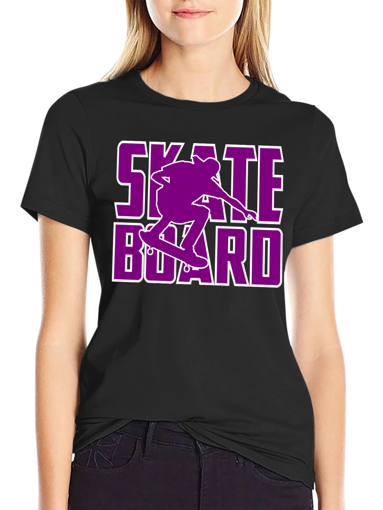Skateboarding T-Shirt - Purple Skateboard Design
