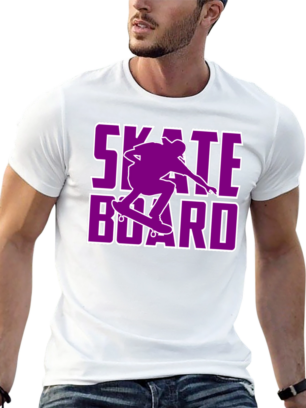 Skateboarding T-Shirt - Purple Skateboard Design
