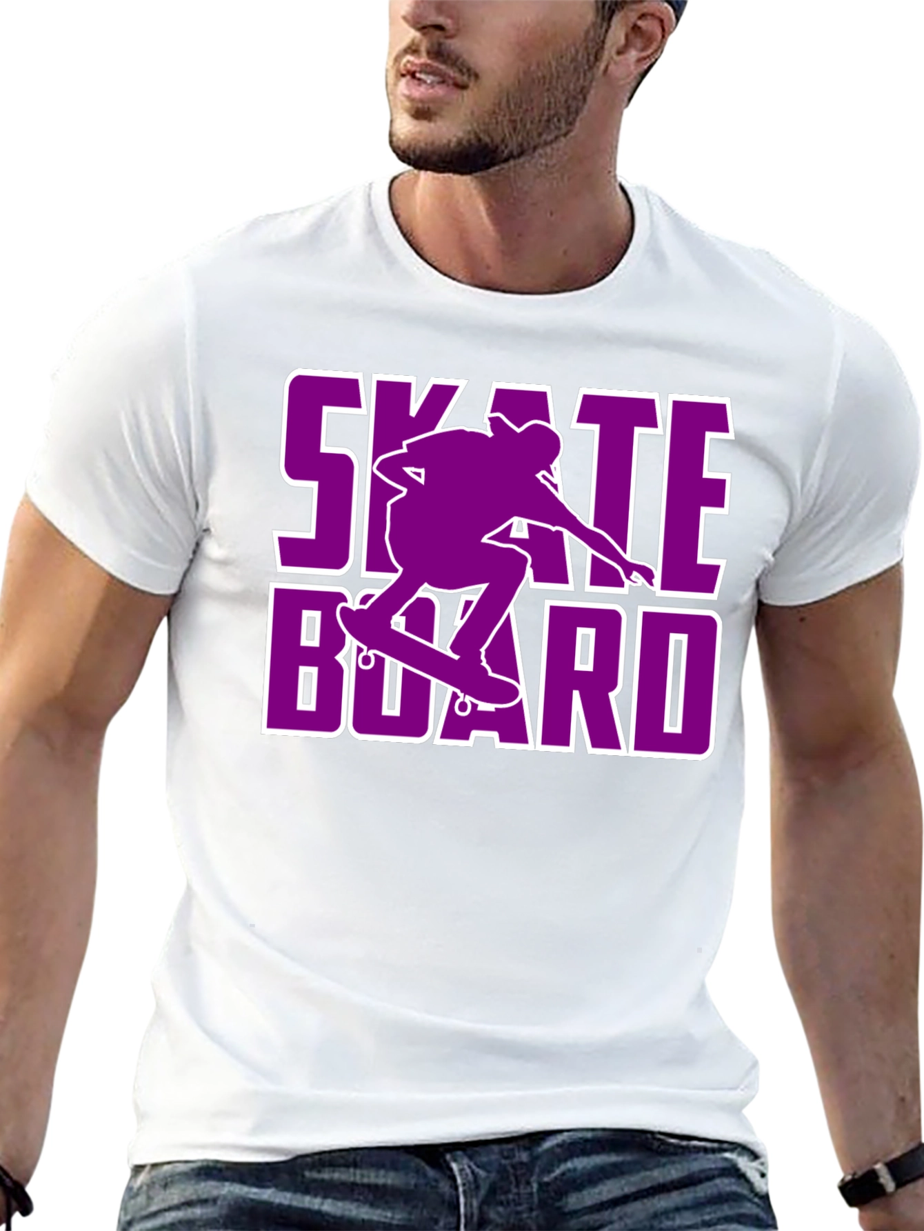 Skateboarding T-Shirt - Purple Skateboard Design