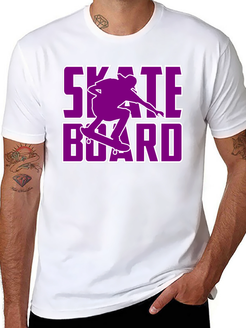 Skateboarding T-Shirt - Purple Skateboard Design
