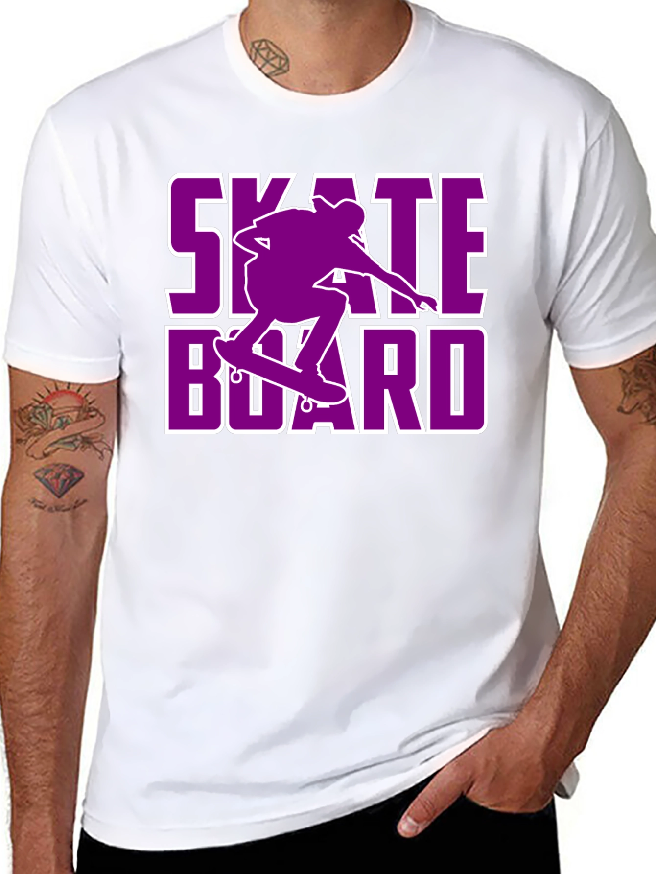 Skateboarding T-Shirt - Purple Skateboard Design