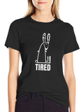 Tired Bunny Graphic T-Shirt - Black