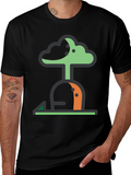 Abstract Tree Graphic Tee - Modern Black T-Shirt