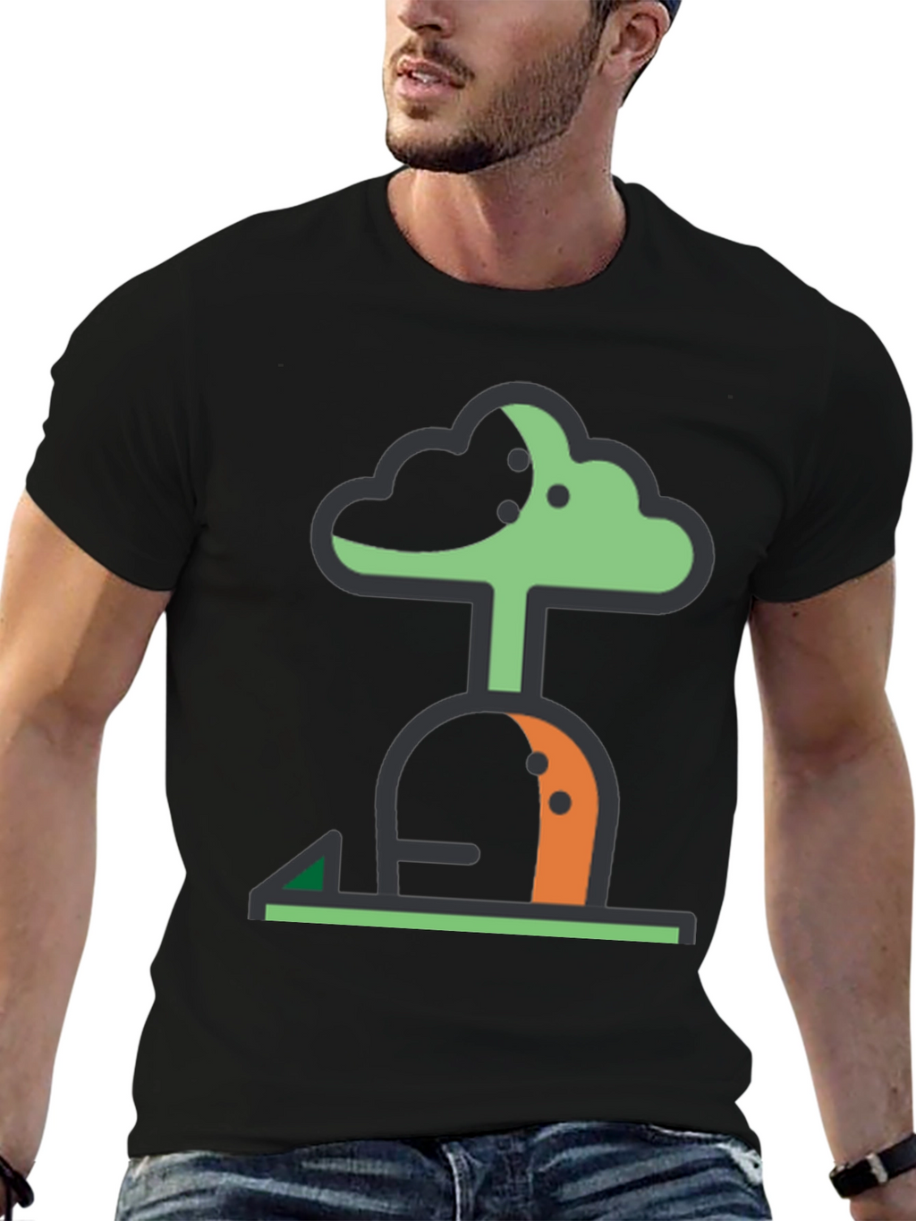 Abstract Tree Graphic Tee - Modern Black T-Shirt