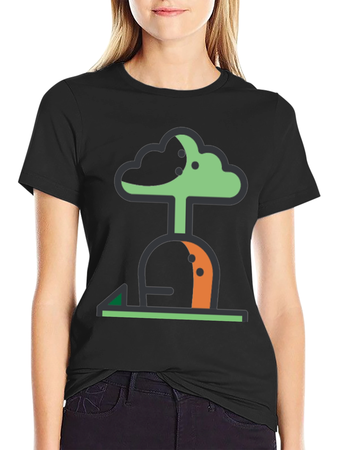 Abstract Tree Graphic Tee - Modern Black T-Shirt
