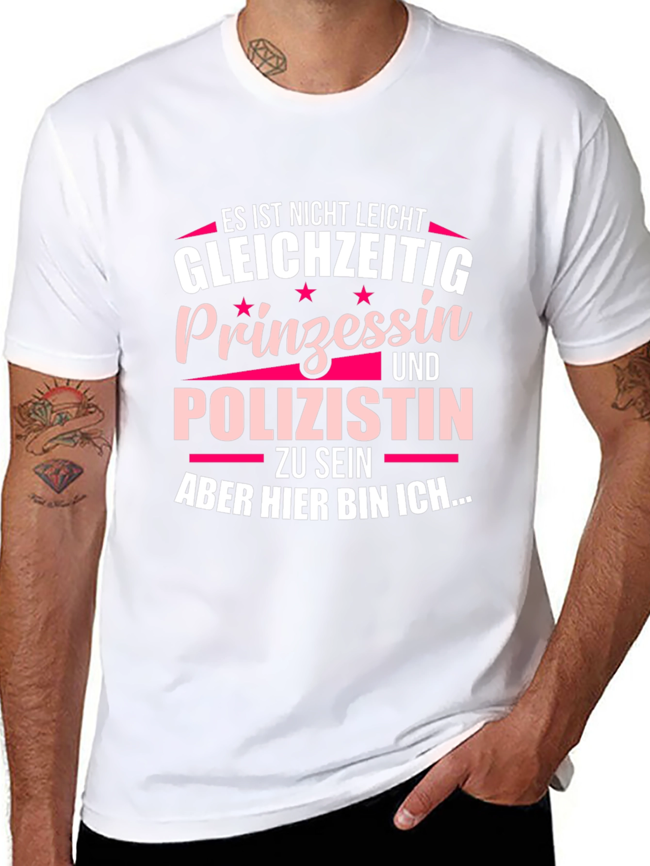 Princess & Cop T-Shirt - German Text Funny Tee