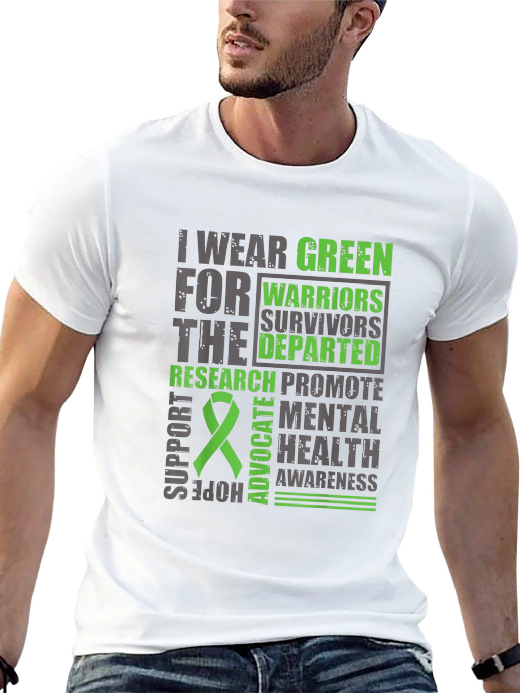 Green Mental Health Awareness Graphic T-Shirt
