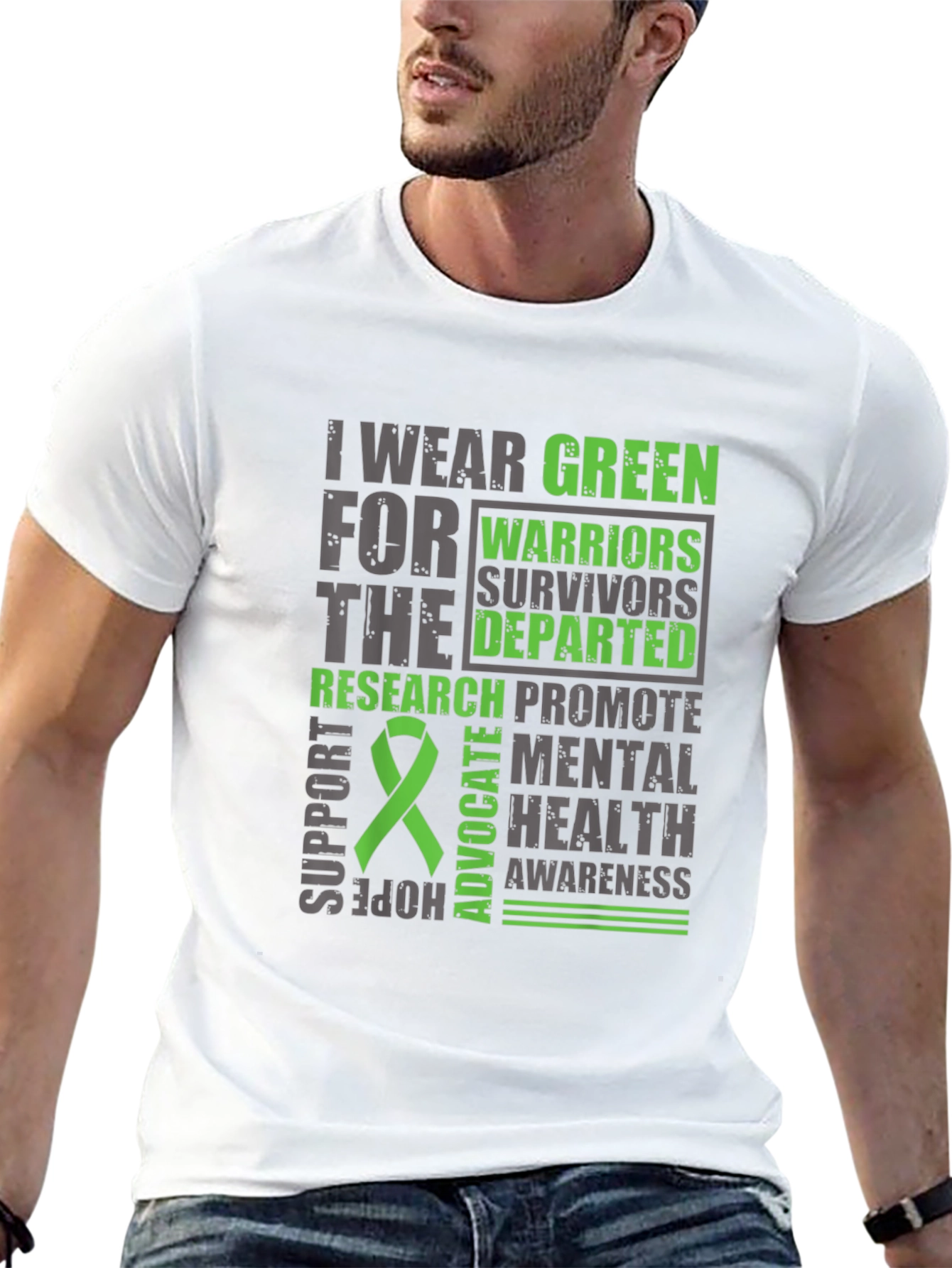 Green Mental Health Awareness Graphic T-Shirt