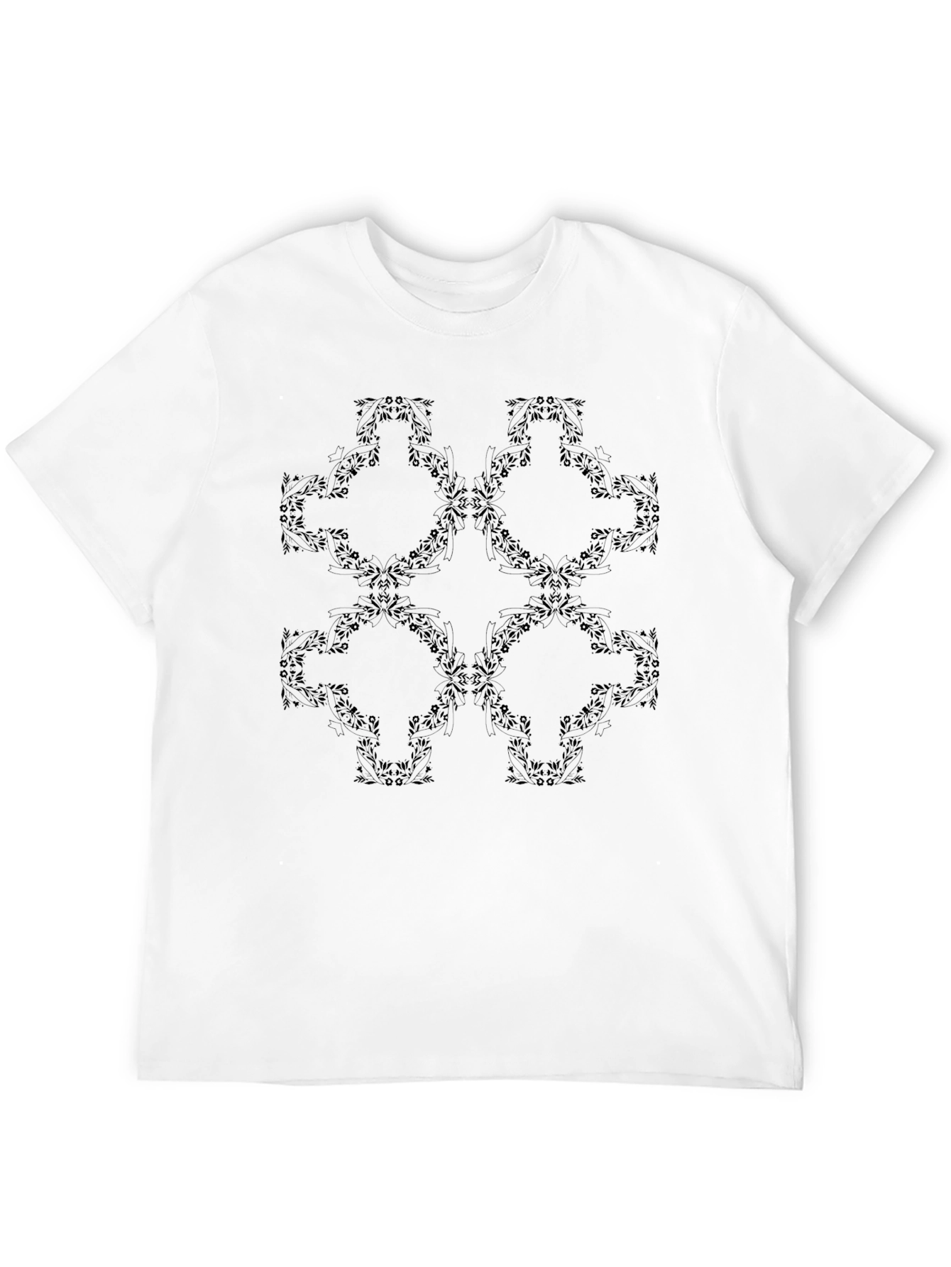 Stylish Black Floral Pattern T-Shirt