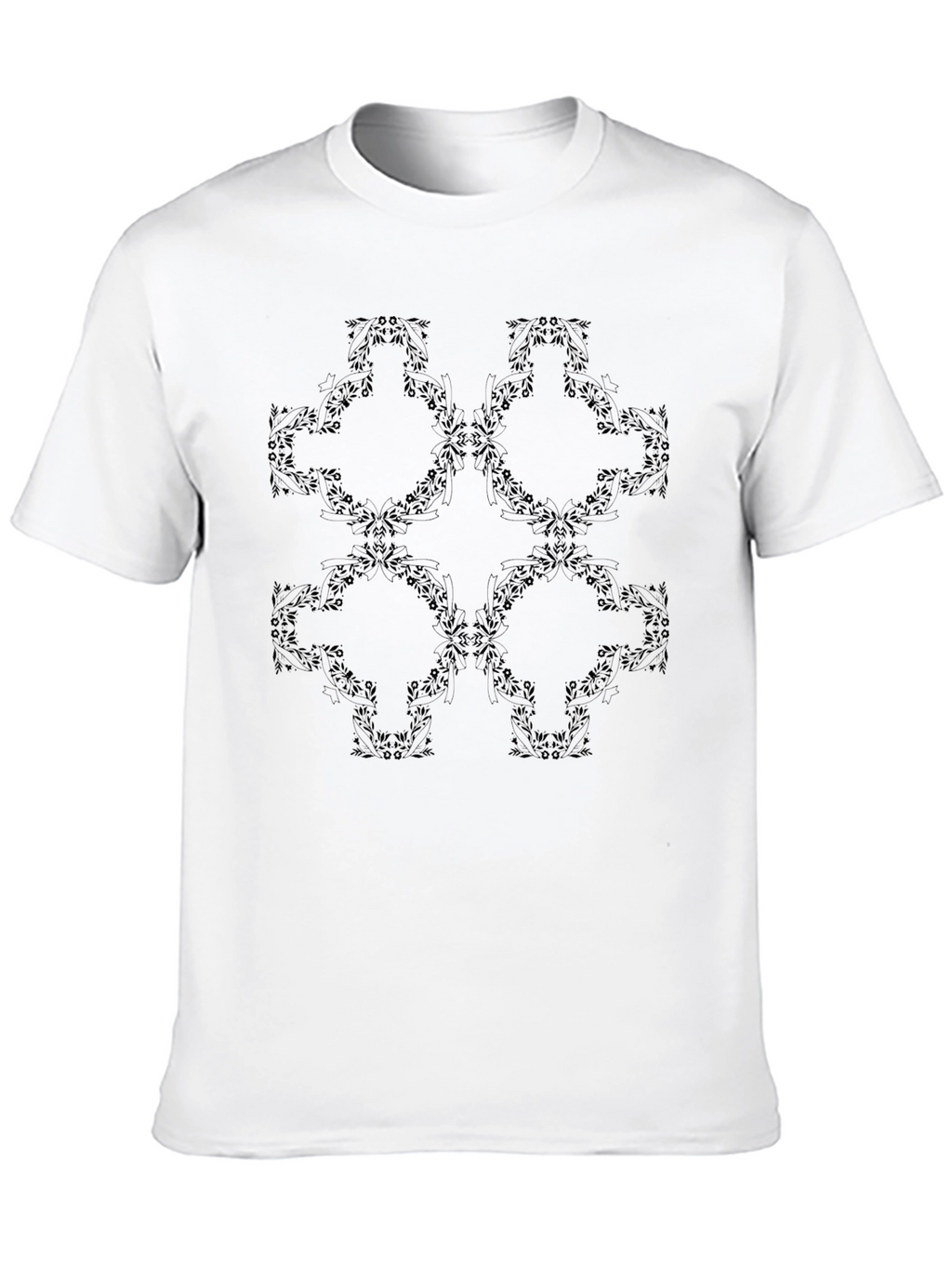 Stylish Black Floral Pattern T-Shirt