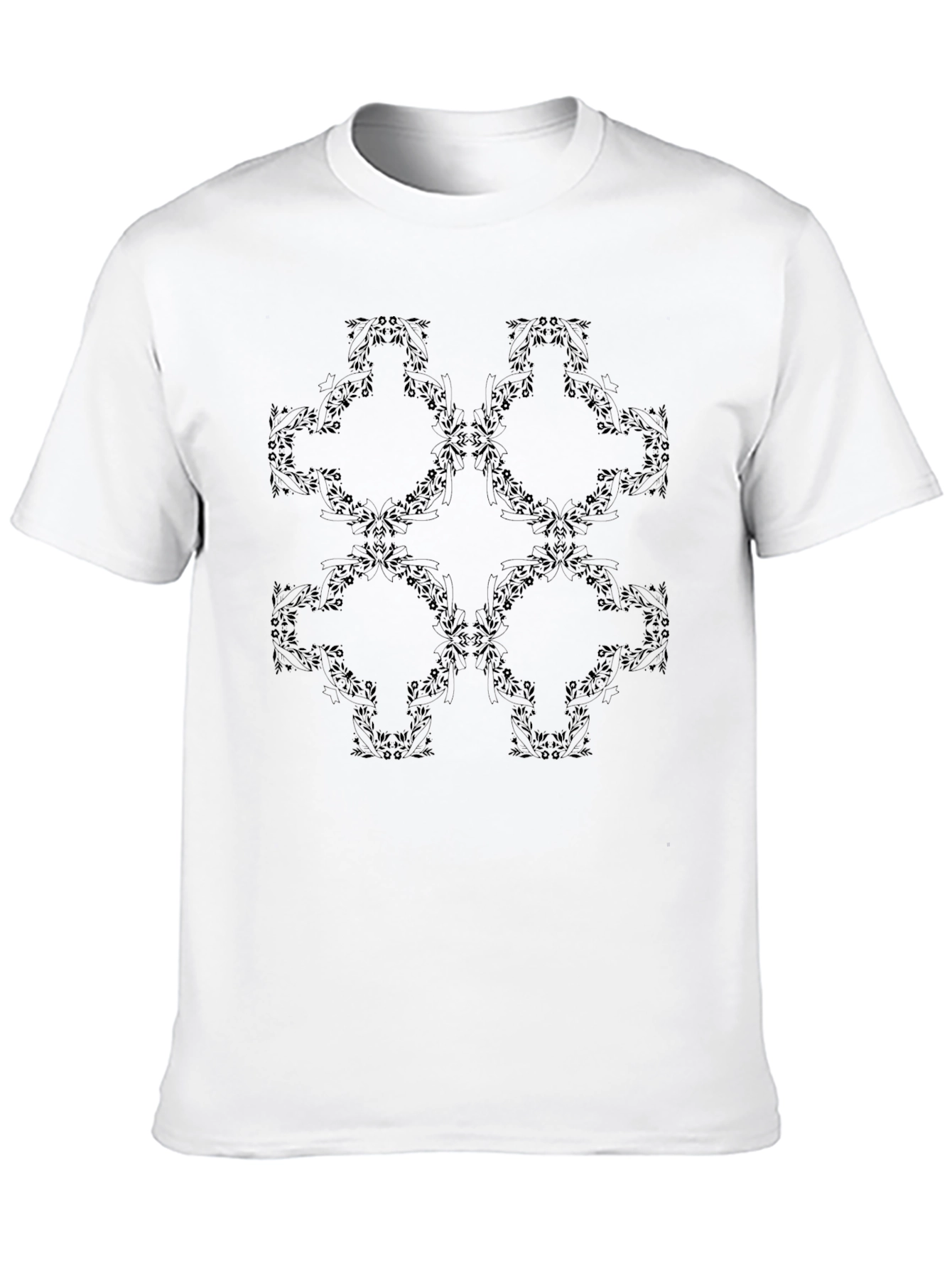 Stylish Black Floral Pattern T-Shirt