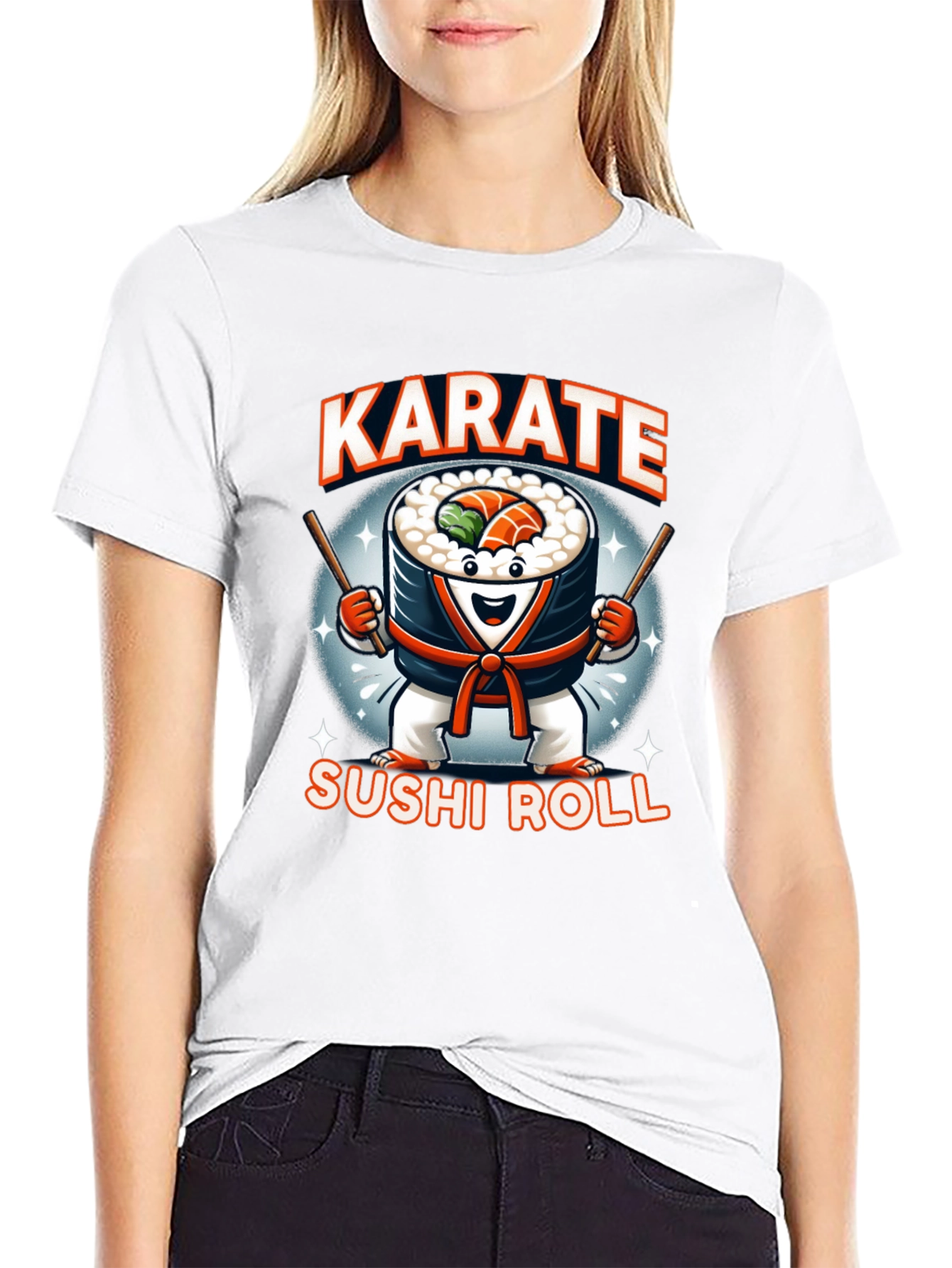 Karate Sushi Roll T-Shirt Fun Foodie Martial Arts Tee
