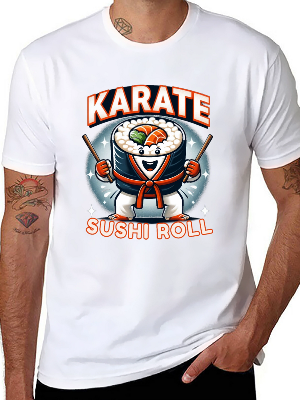 Karate Sushi Roll T-Shirt Fun Foodie Martial Arts Tee