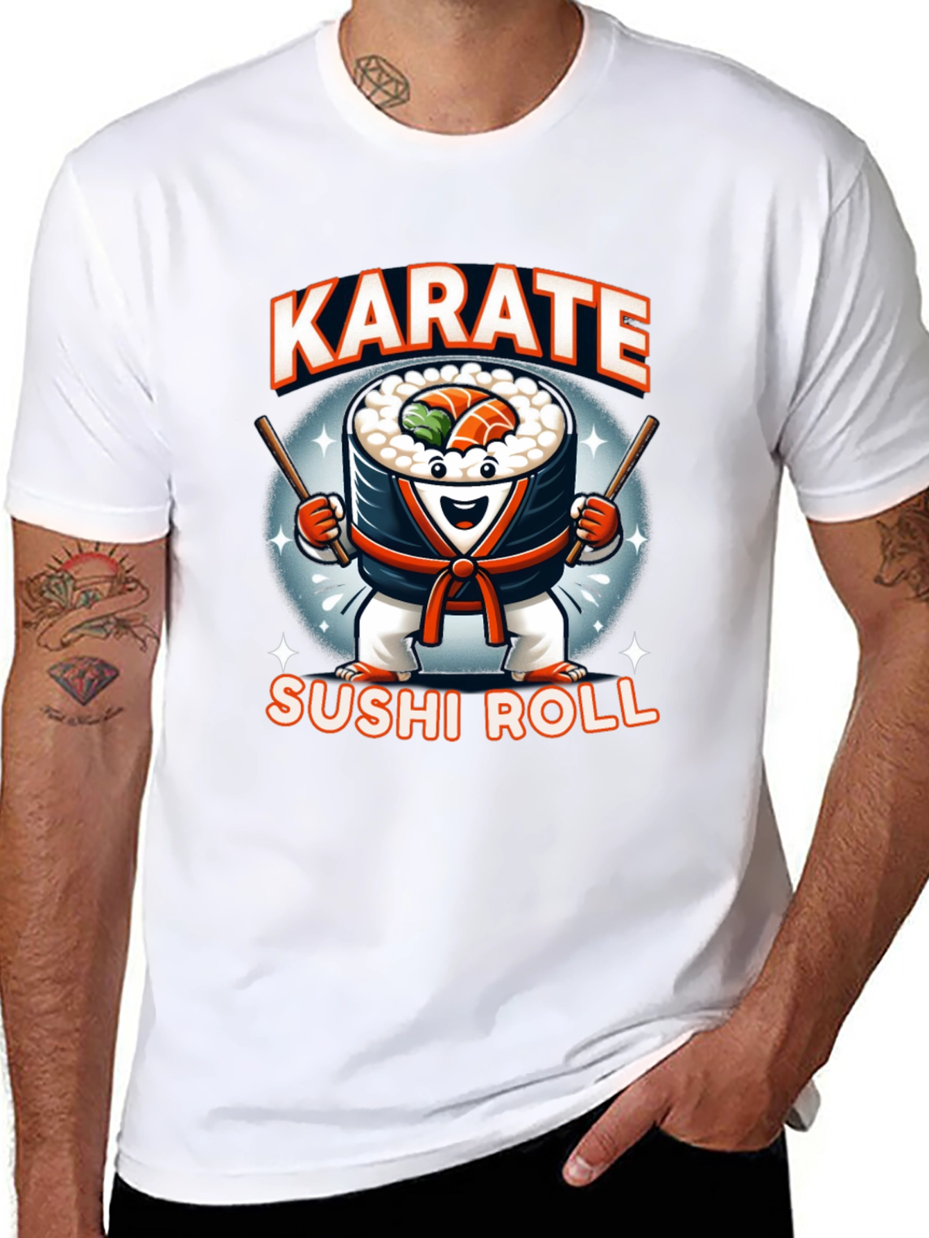 Karate Sushi Roll T-Shirt Fun Foodie Martial Arts Tee