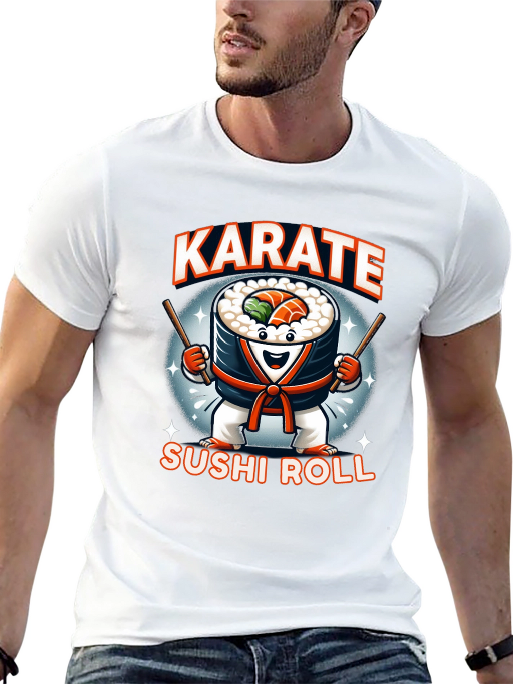 Karate Sushi Roll T-Shirt Fun Foodie Martial Arts Tee